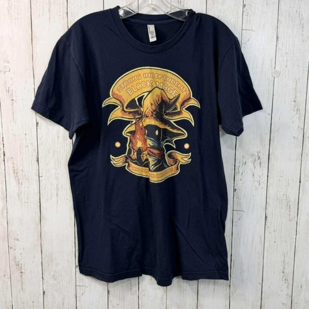 American Apparel Women's Strong Independent Black Mage Video Game T Shirt Size L